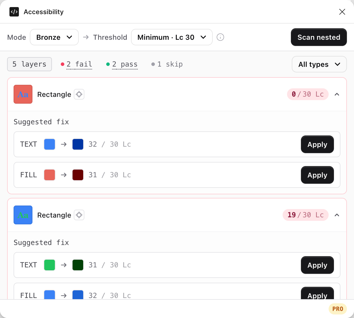 Percept11y plugin UI